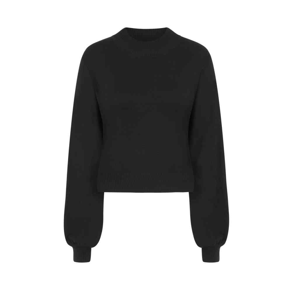 Banned - Balloon Sleeve Black Crop Jumper - Black